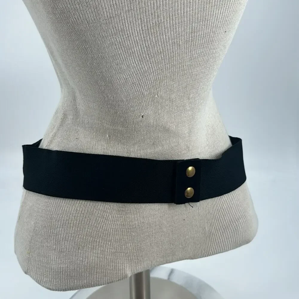 Vintage Roman coin black suede 80s cumberbund waist corset belt